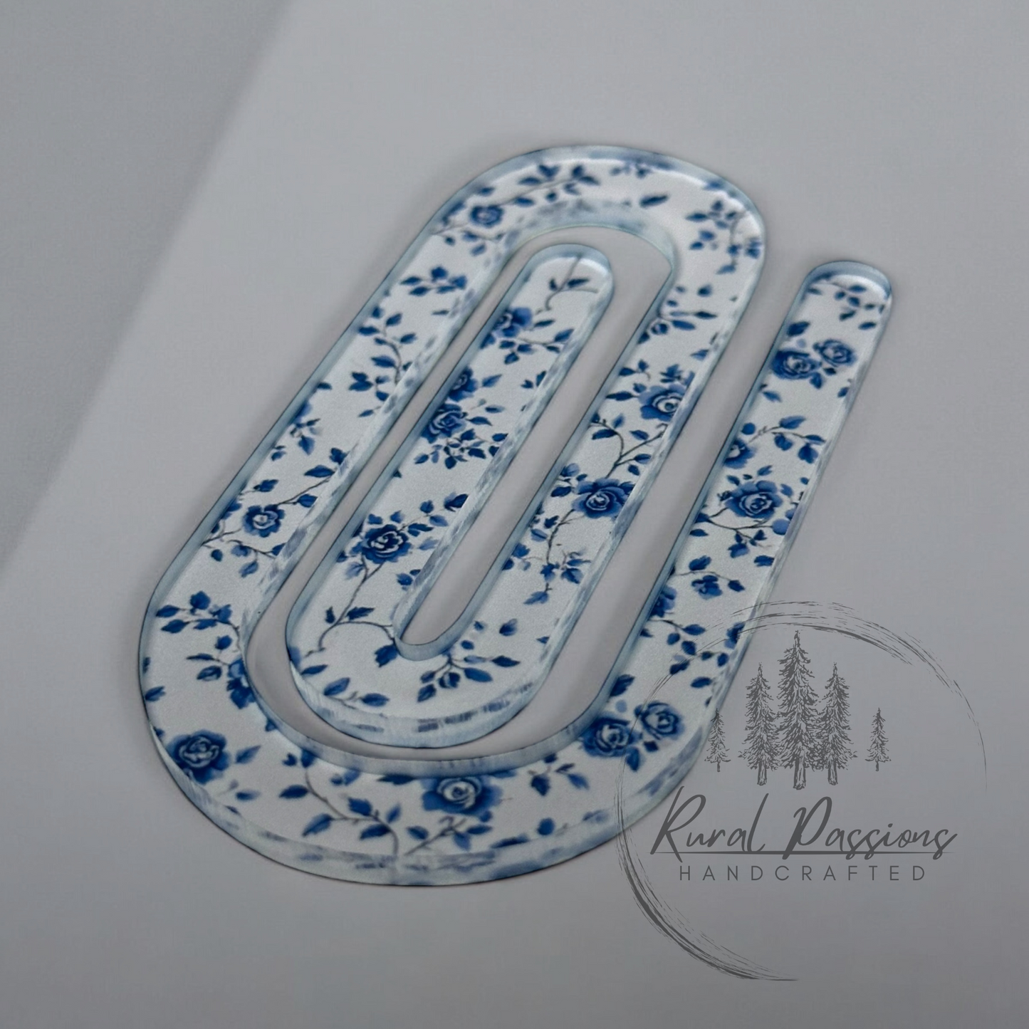 Blue Floral Jumbo Paper Clip