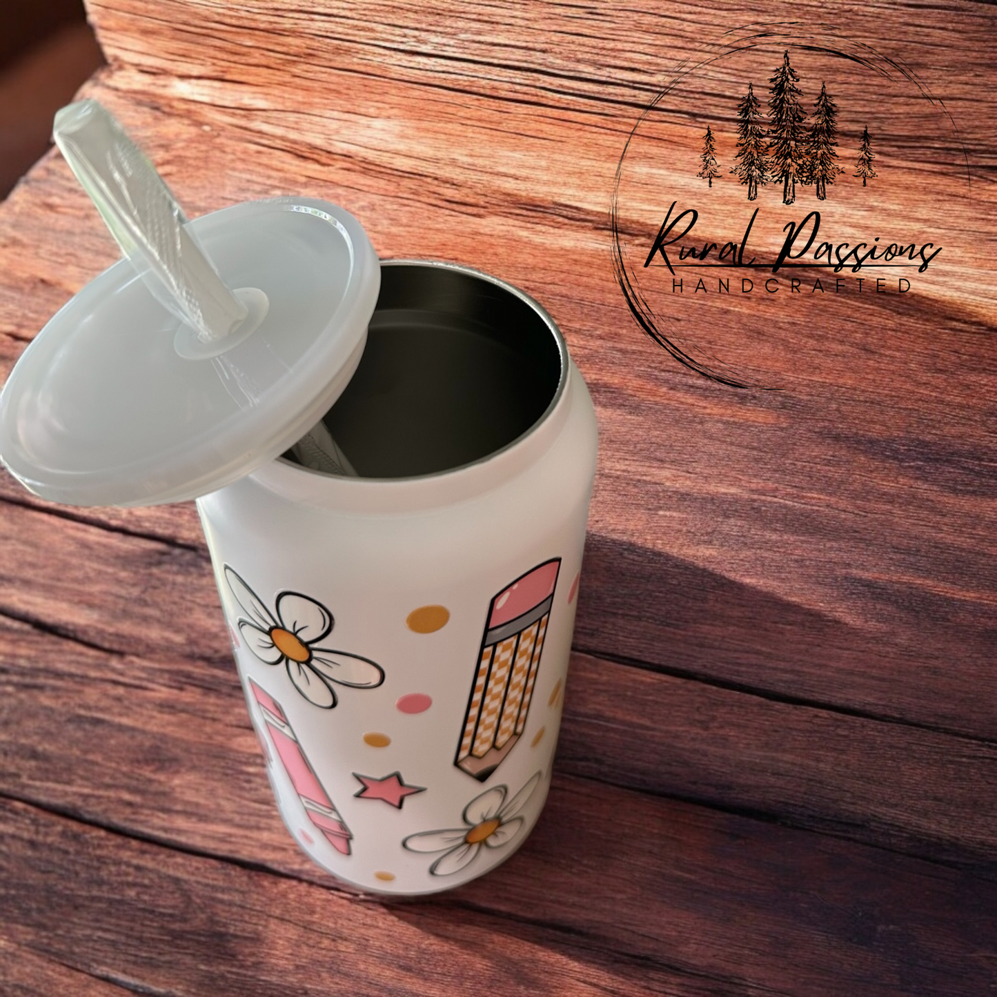 Pencils and Bows 16oz Stainless Steel Can