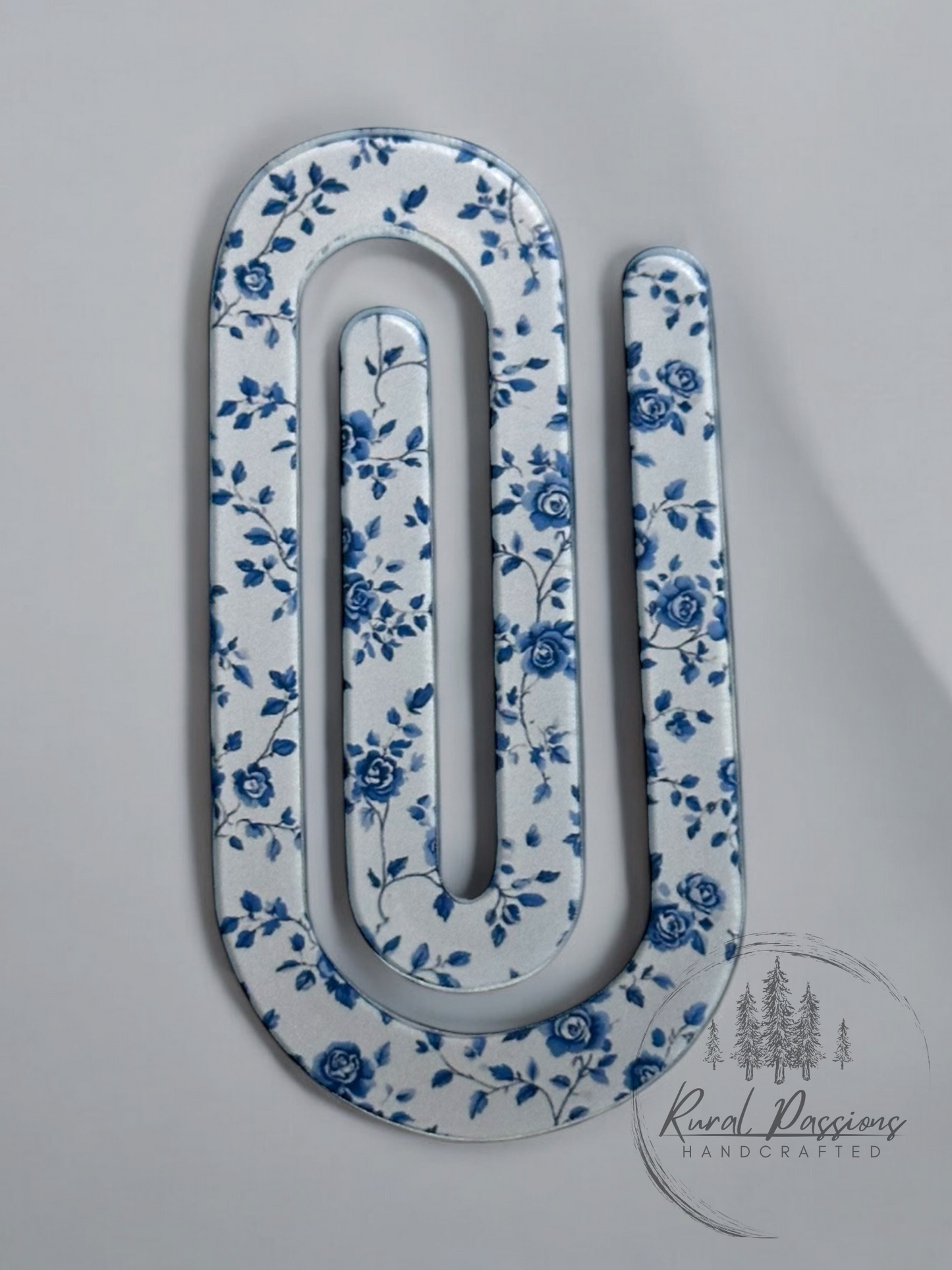 Blue Floral Jumbo Paper Clip