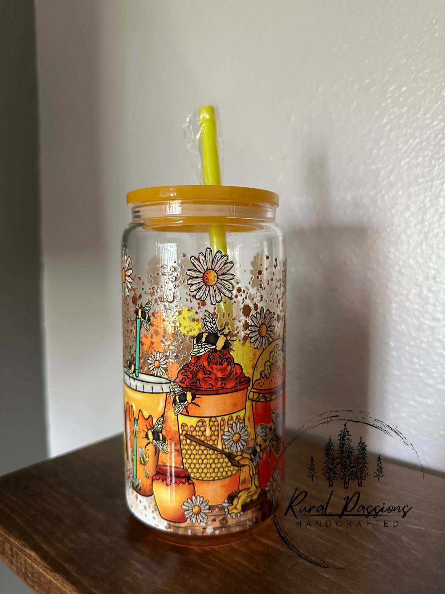 Coffee n Bees 16oz Ombré Glass Can