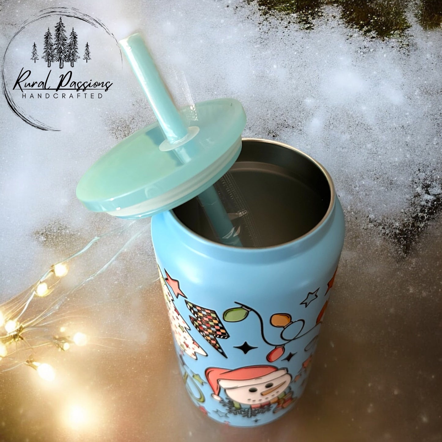 Disco Snowmen 16oz Stainless Steel Can