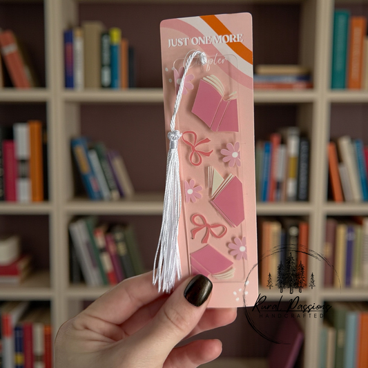 Pink Books and Bows Acrylic Bookmark