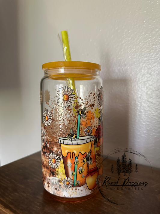 Coffee n Bees 16oz Ombré Glass Can