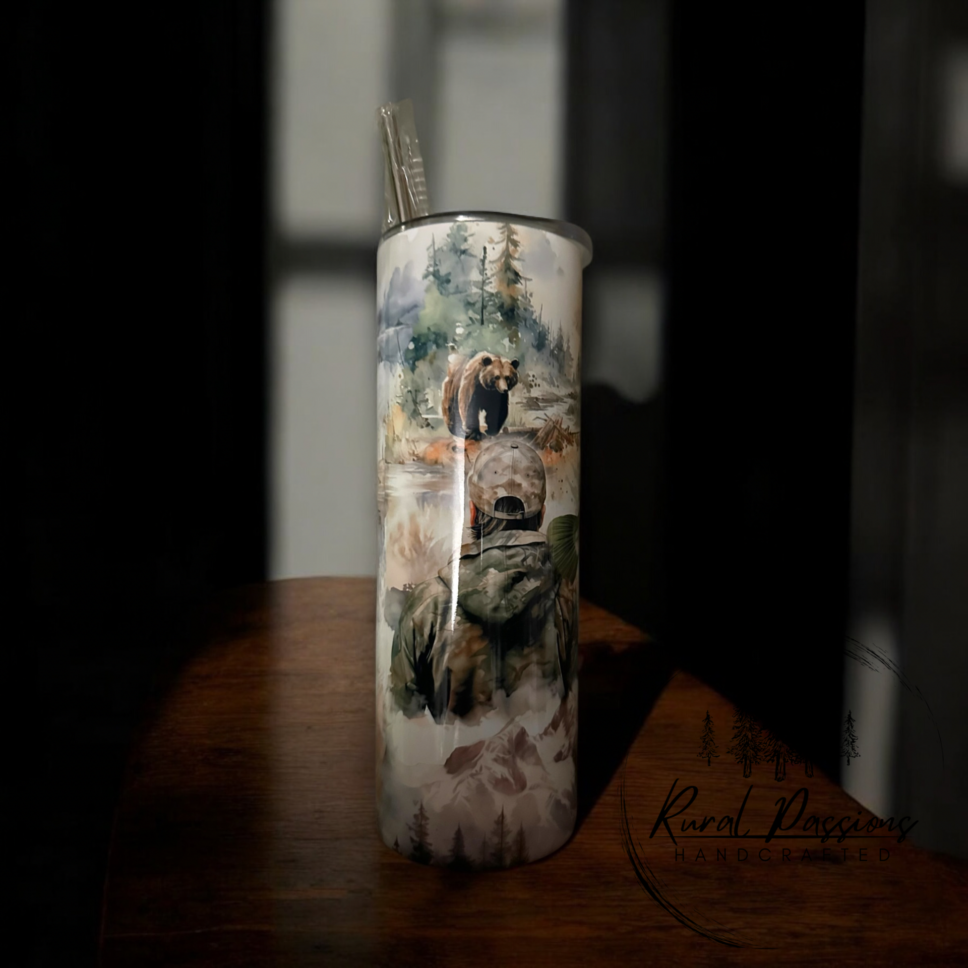 20oz tumblers with handles hunting symbol Hunting and Fishing 20oz – Rural Passions Handcrafted