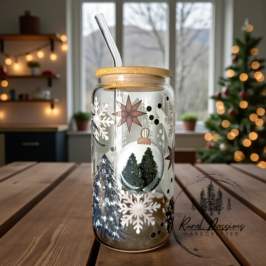 Winter Trees 16oz Glass Can