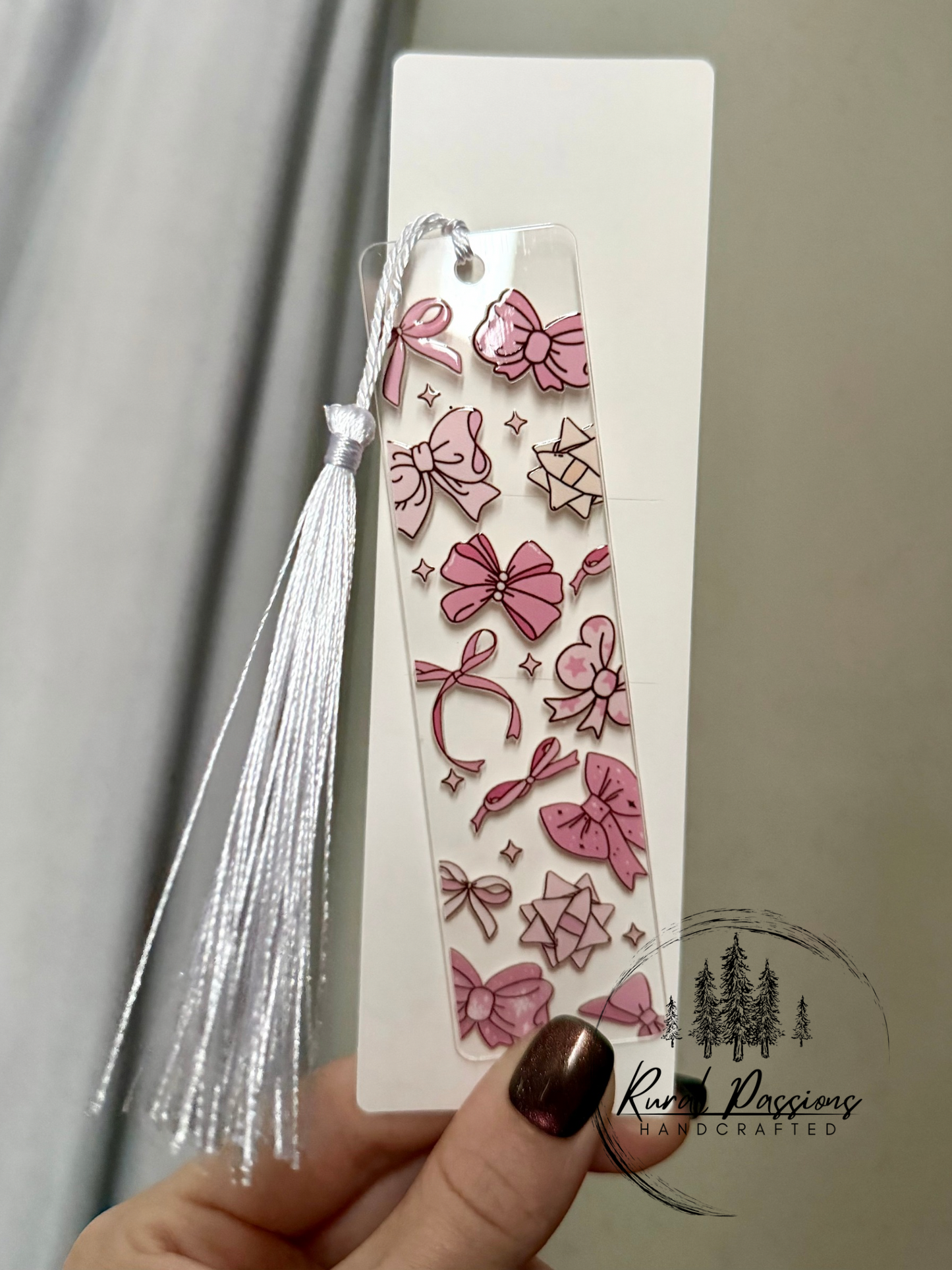Pink Christmas Bows Acrylic Bookmark