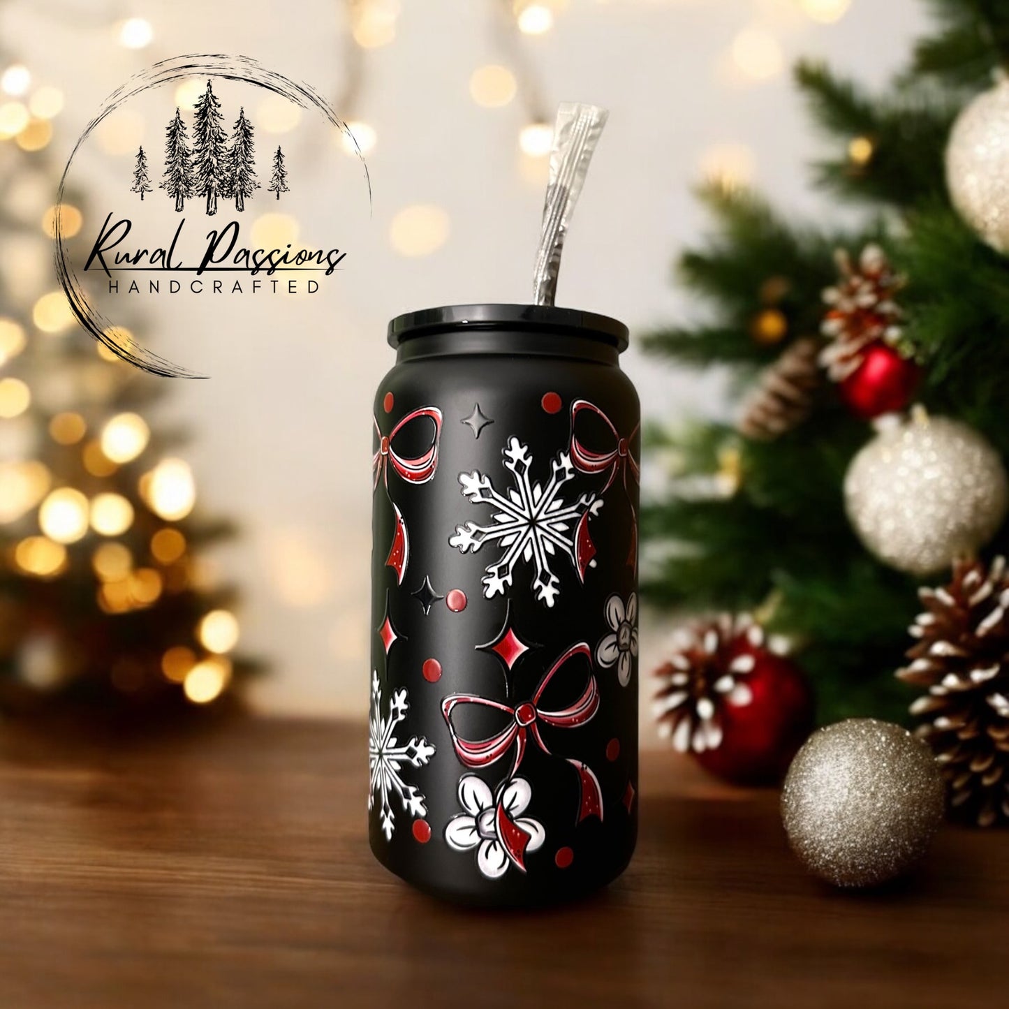 Red Bows and Snow 16oz Stainless Steel